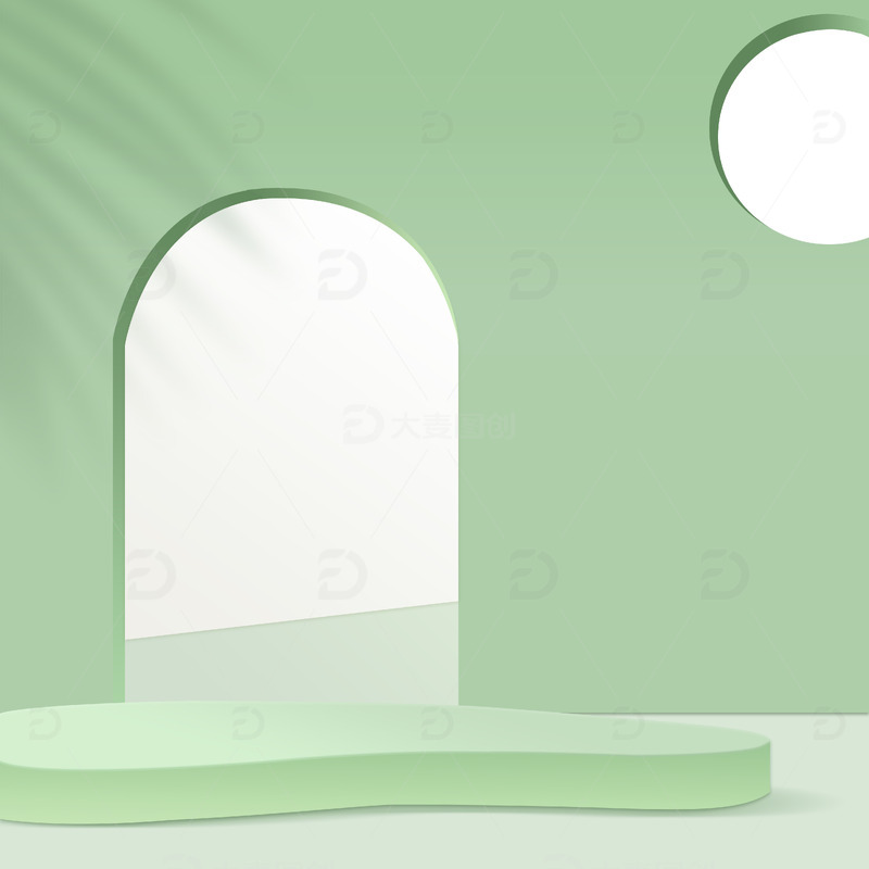 绿色清新主题几何渐变空间场景背景