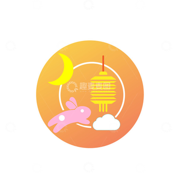 源文件下载【趣麦麦图】中秋玉兔月亮矢量小图标元素