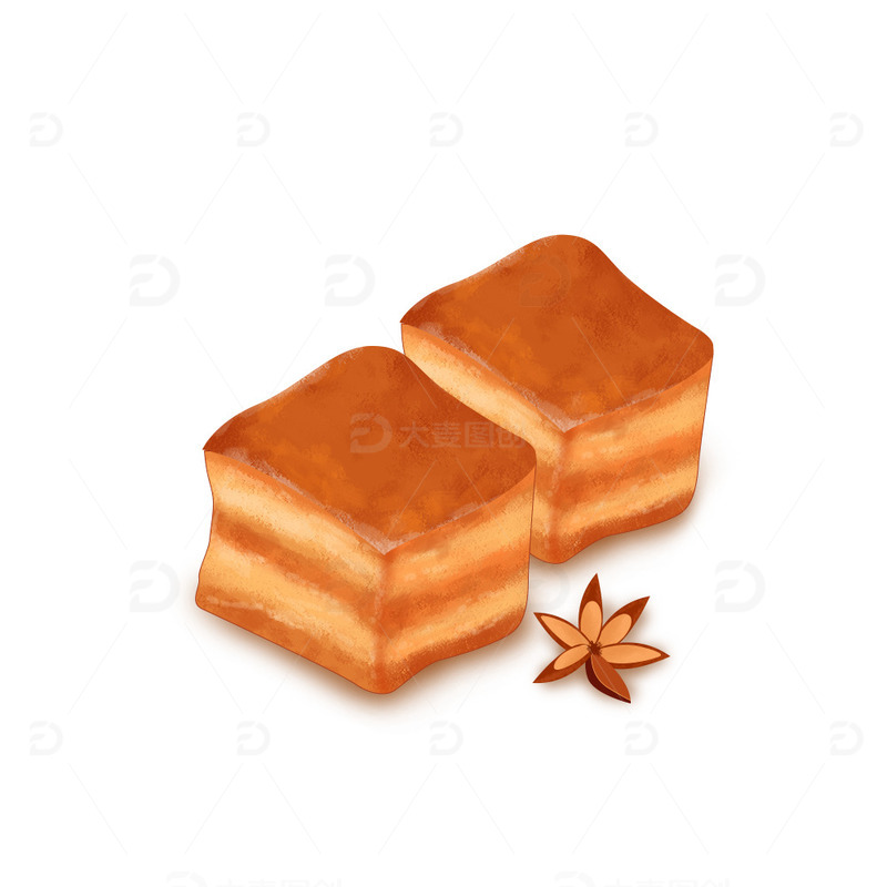 源文件下载【趣麦麦图】美味红烧肉食物手绘素材