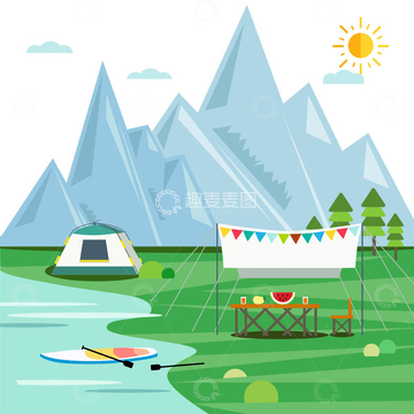 源文件下载【趣麦麦图】夏日露营野餐