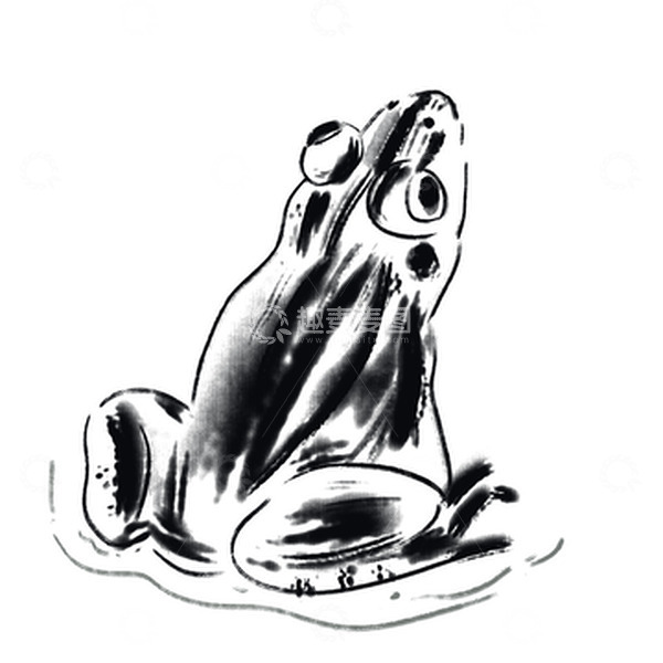 源文件下载【趣麦麦图】黑白小清新水墨风手绘青蛙png元素