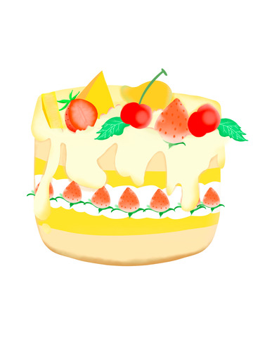 卡通手绘小清新水果生日蛋糕可爱清新元素