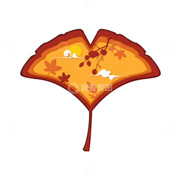 源文件下载【趣麦麦图】立秋枫叶剪纸风矢量图