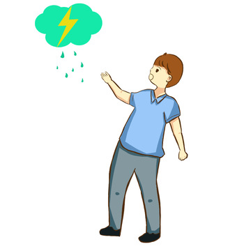 暑假假期预防雷雨天安全出行手绘