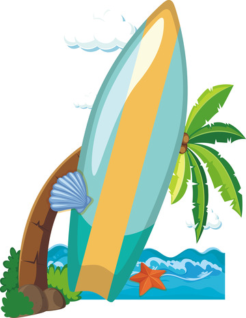 蓝色卡通海边船元素