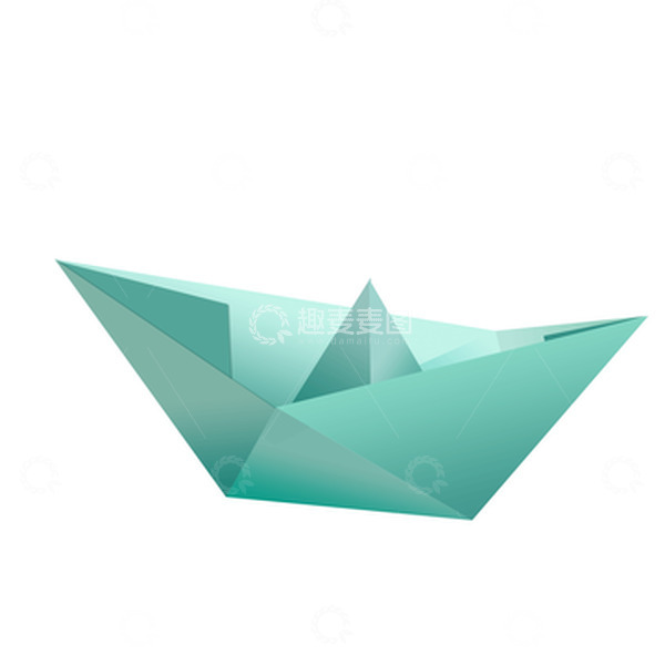 源文件下载【趣麦麦图】绿色渐变立体小纸船插画