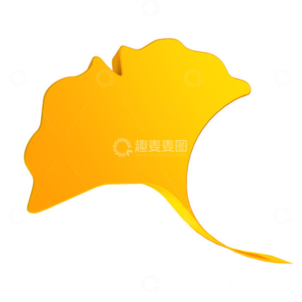 源文件下载【趣麦麦图】-黄色C4D银杏叶立秋3d立体元素