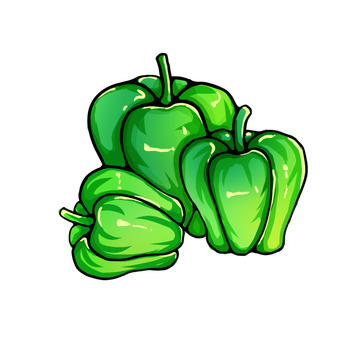 绿色蔬菜青椒手绘插画