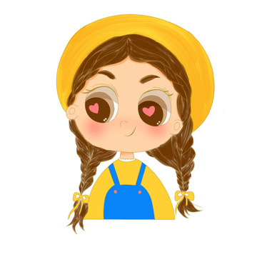 手绘立秋可爱女孩元气满满