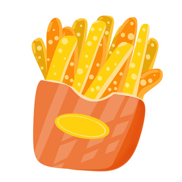 手绘黄色美食薯条零食快餐元素