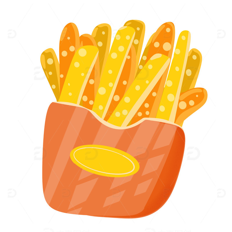 源文件下载【趣麦麦图】手绘黄色美食薯条零食快餐元素