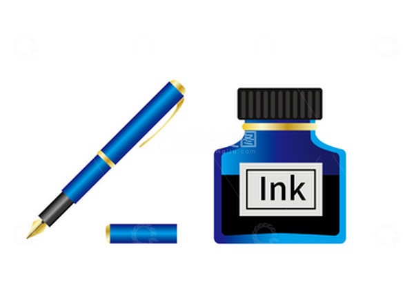 源文件下载【趣麦麦图】钢笔墨水文具用品矢量图