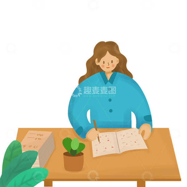 源文件下载【趣麦麦图】教师节老师批改作业桌子简约扁平风插画