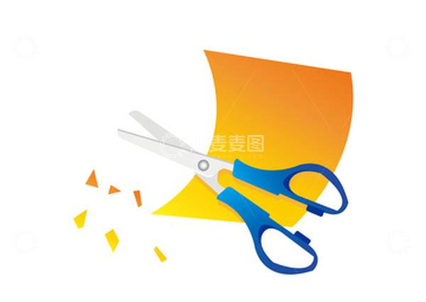 源文件下载【趣麦麦图】文具用品剪刀彩纸矢量图