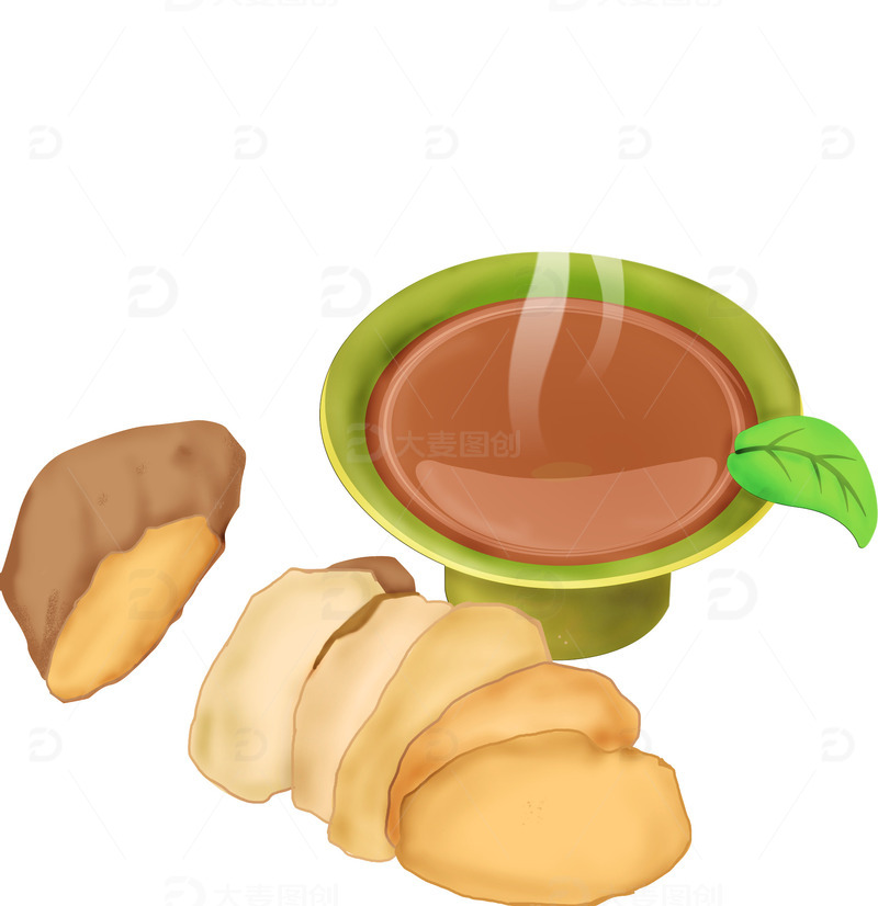 源文件下载【趣麦麦图】大暑三伏天伏茶伏姜卡通手绘图