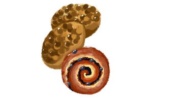 棕色面包卷手绘插画素材