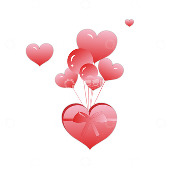 源文件下载【趣麦麦图】粉红色立体感情人节礼物气球装饰元素