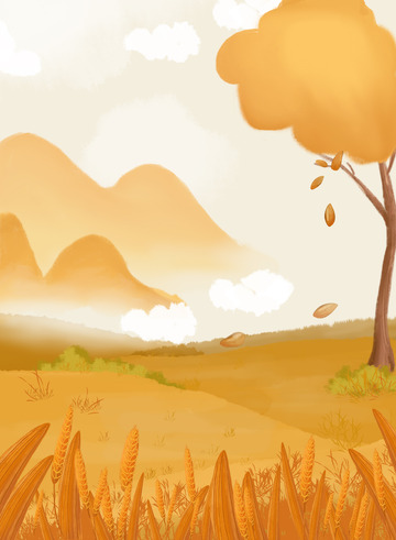 立秋节气秋天水稻丰收季背景图