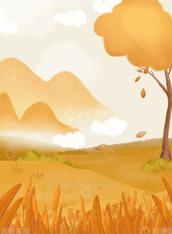 源文件下载【趣麦麦图】立秋节气秋天水稻丰收季背景图