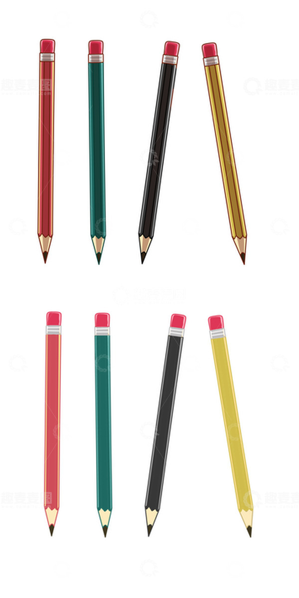 源文件下载【趣麦麦图】彩色铅笔学生文具