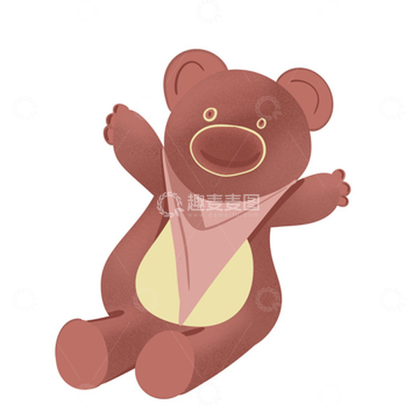源文件下载【趣麦麦图】手绘棕色熊开心坐着