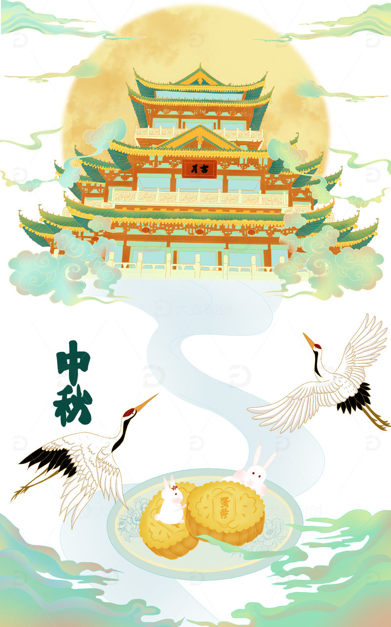 源文件下载【趣麦麦图】-国潮风手绘中秋佳节