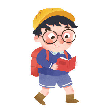 开学季小朋友背书包上学