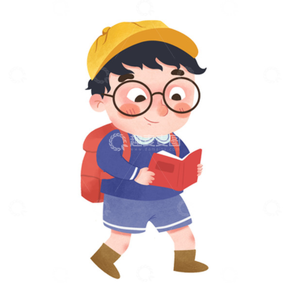 源文件下载【趣麦麦图】开学季小朋友背书包上学