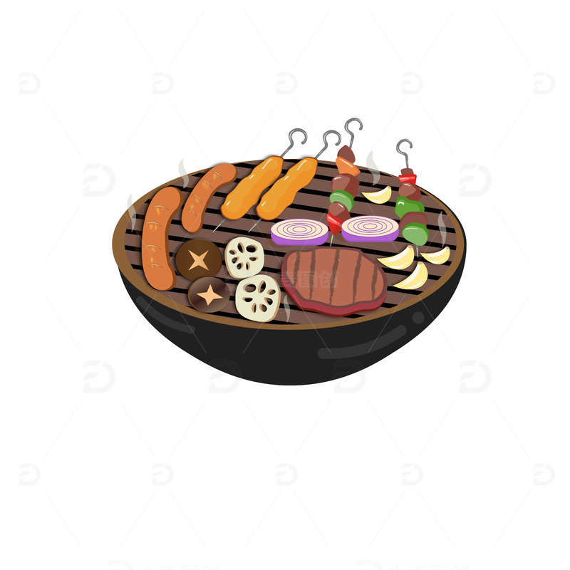 源文件下载【趣麦麦图】-烧烤烤串烤肉食材