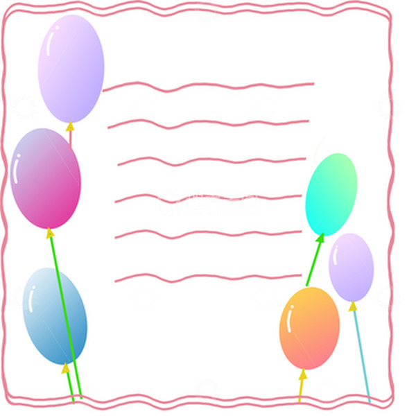源文件下载【趣麦麦图】夏天 小清新 彩色气球 边框