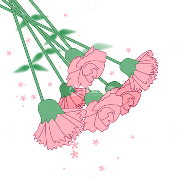 源文件下载【趣麦麦图】教师节手绘粉色康乃馨花束