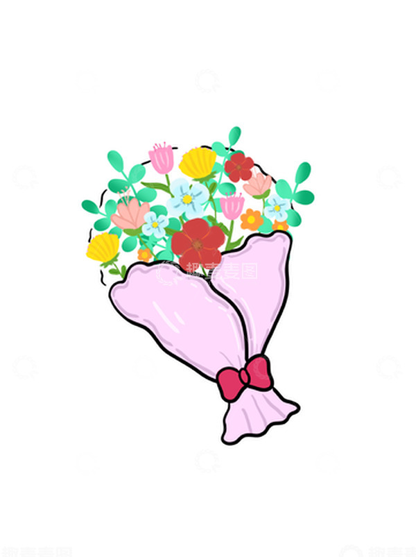 源文件下载【趣麦麦图】小清新教师节花束花草植物装饰教师节手绘图