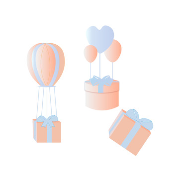 清新渐变色节日礼物礼盒装饰元素