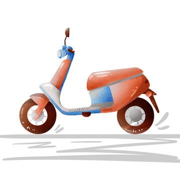 手绘扁平小车春秋踏青旅游