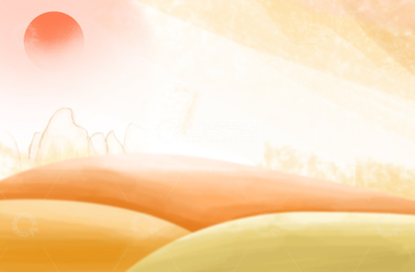 源文件下载【趣麦麦图】立秋黄色水彩山川背景