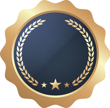 黄色手绘奖章元素