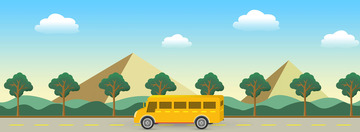 开学季校车行驶背景