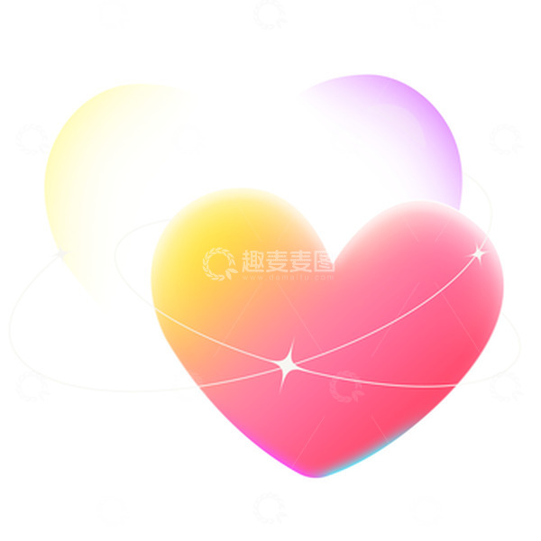 源文件下载【趣麦麦图】渐变爱心霓虹心形免扣元素