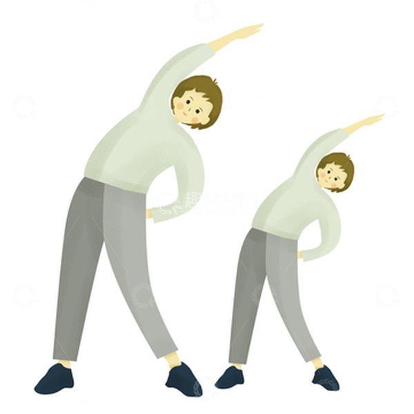 源文件下载【趣麦麦图】学生开学男生同学运动拉伸做操手绘