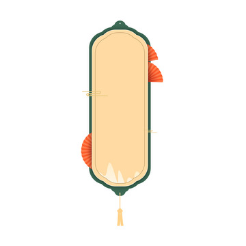 绿色国潮扇子国潮边框标题框古风标题框