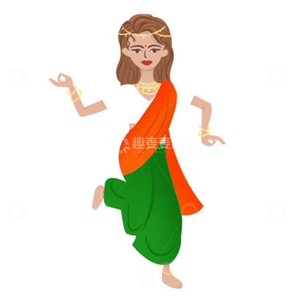 源文件下载【趣麦麦图】橙色印度跳舞印度舞的女人