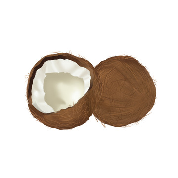 夏季海边椰子椰汁手绘元素