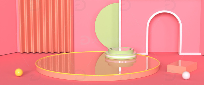 粉色电商背景舞台