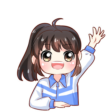 动漫风女学生举手答题