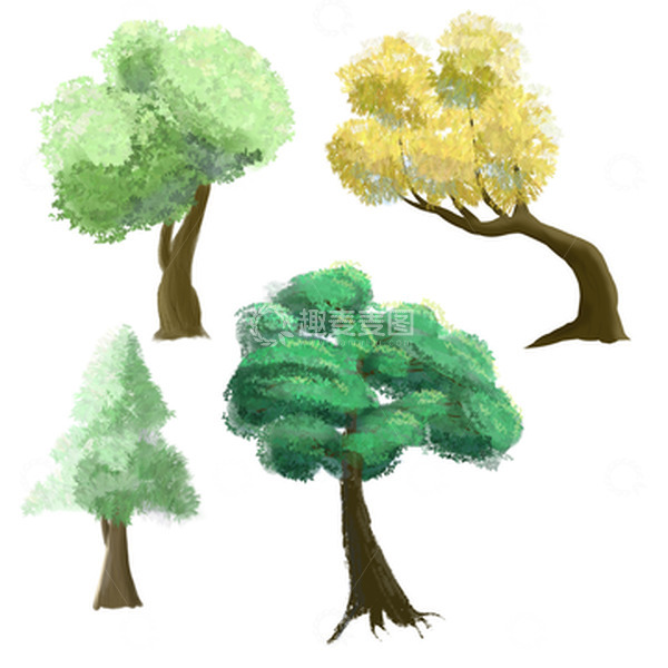 源文件下载【趣麦麦图】春夏大树手绘图