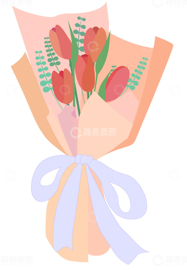 源文件下载【趣麦麦图】清新教师节郁金香花束手绘元素
