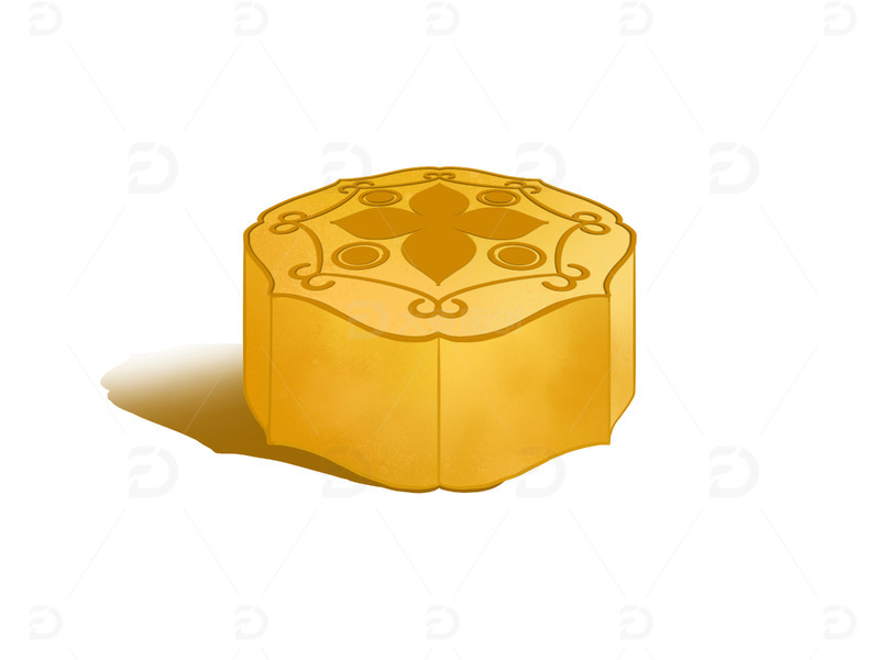 源文件下载【趣麦麦图】黄色简约中秋月饼手绘插画
