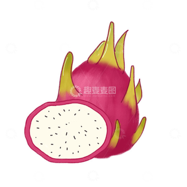 源文件下载【趣麦麦图】手绘火龙果卡通水果