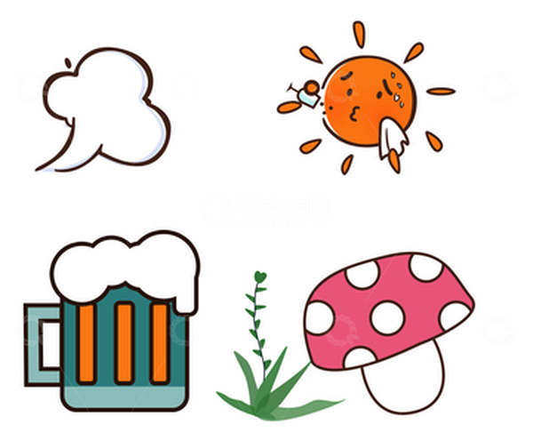 源文件下载【趣麦麦图】夏天可爱元素