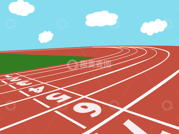 源文件下载【趣麦麦图】-开学季红色手绘操场跑道